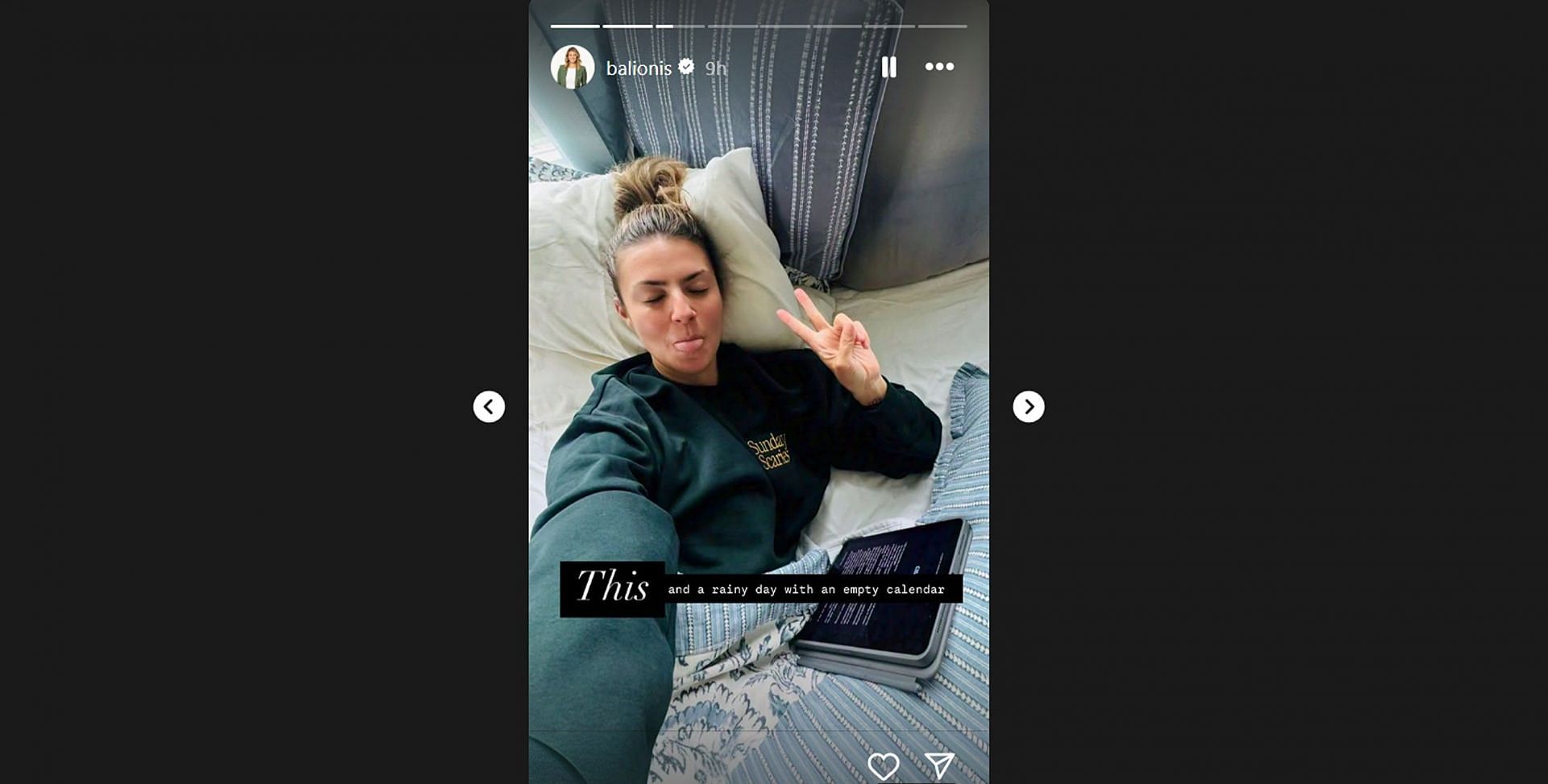 Amanda Balionis shares a glimpse into her off-week vibes/@balionis